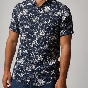 Julian & Mark Navy Paintsplatter Button Up SS XL